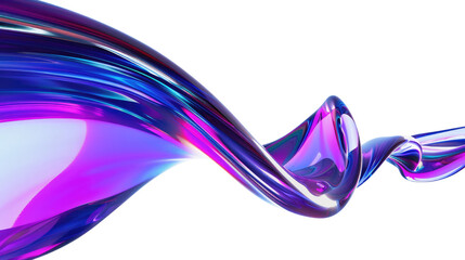 3d modern wave gradient blue and purple isolated on transparent background
