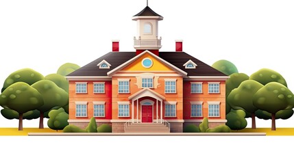 Obraz premium Isolated School Building on a Clean White Background