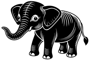 baby elephant  silhouette  vector and illustration