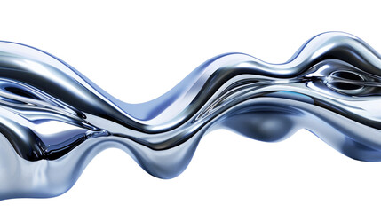 3d abstract metallic wave on transparent background