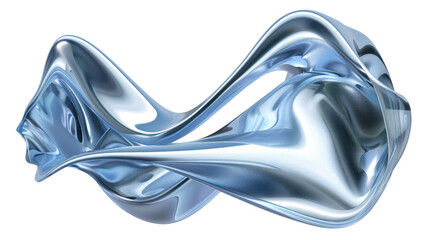 Blue shiny 3d wave isolated on transparent background
