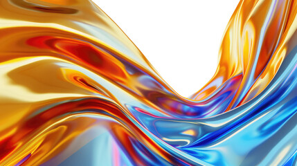 3d orange blue abstract wave on transparent background