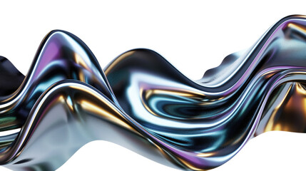Dark shiny 3d wave and curve on transparent background