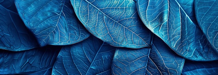 Abstract background with closeup of blue leaf texture