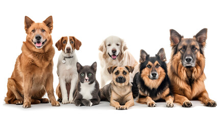 group of dogs and cats