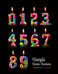 Colorful number candles set for party and birthday