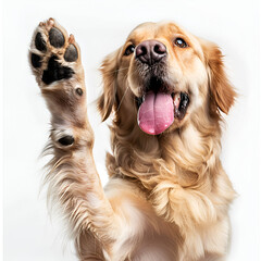 dog - Funny cute crazy standing golden retriever dog 