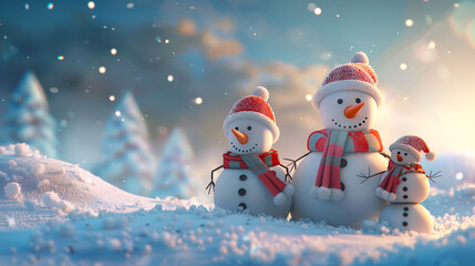 snowman and christmas tree