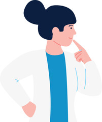 Female scientist thinking. Research idea or problem solution