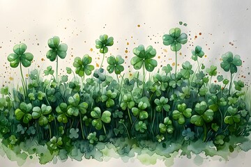 Lush Green Grass and Clovers Painting