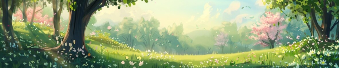 sun rays through the grass, spring weather banner, poster, spring weather background, spring background