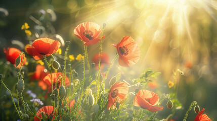 Obraz premium field of red poppies