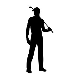 male golfer silhouette white background, vector