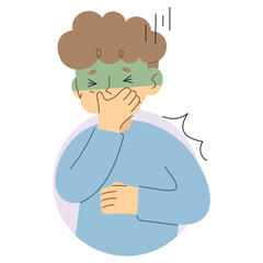 Nauseous 4 cute on a white background, vector illustration.
