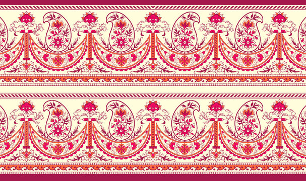 Textile Digital Design Border Motif Allover pattern