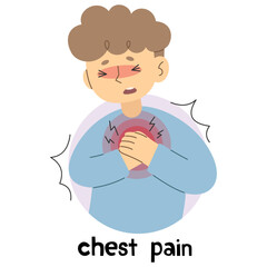 Chest Pain 3 cute on a white background, vector illustration.
