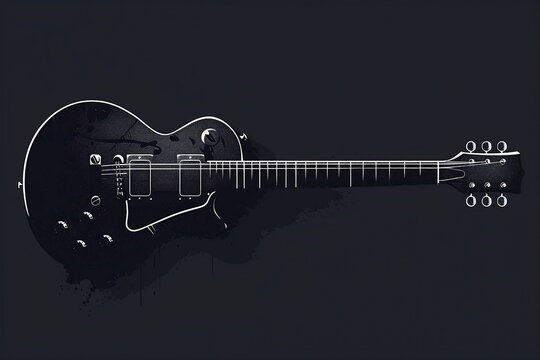 Electric guitar, simple black and white image