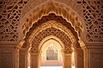 The ornate arches of the Alhambra in Granada, Spain. - obrazy, fototapety, plakaty