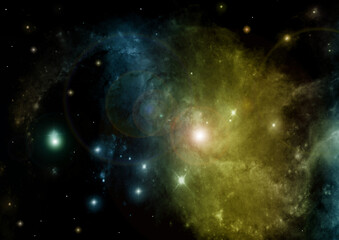 galaxy in a free space. 3D rendering