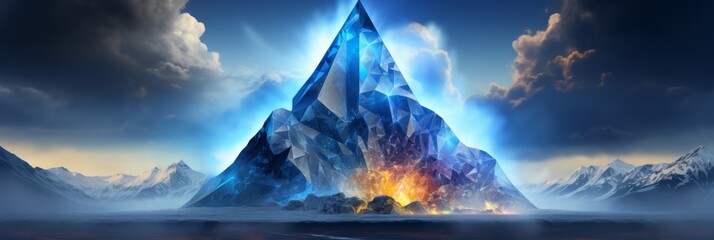 Eth blockchain cryptocurrency mining technology mountain digital background wallpaper banner