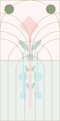 An elegant abstract composition of geometric contour and filled elements in the Art Deco style in pastel colors. Digital illustration is suitable for branding, advertising, corporate identity