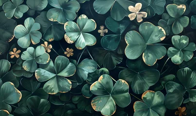 Foto op Plexiglas Lush clovers with a touch of gold, Generative AI © simba kim