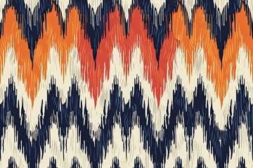 Ikat abstract seamless pattern. Folk background with chevron shapes