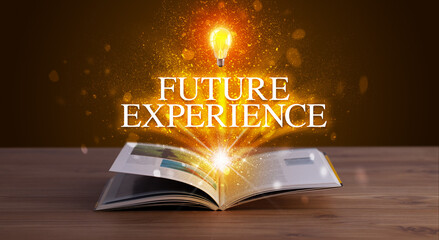Educational inscription coming out from an open book