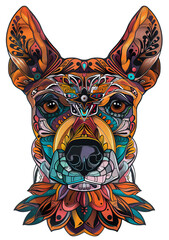 A multicolor hand drawn line of the dog portrait, nice colorpage