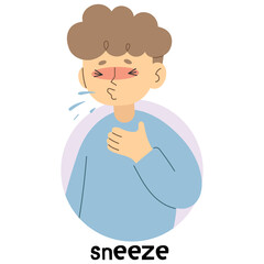 Sneeze 3 cute, PNG illustration.