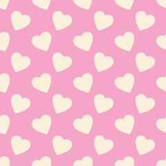 Heart seamless pattern, endless texture. Light yellow hearts on pink background, vector illustration. Valentine's Day Pattern. Anniversary, birthday design. Love, sweet moment, wedding design.