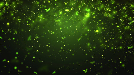 water drops and shinny lights on green background 