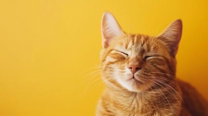 Relaxed ginger cat with his eyes closed