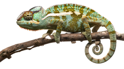 a portrait of the colorful nice chameleon with spikes, colorful customized