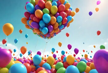 Naklejka premium colorful balloons in the sky