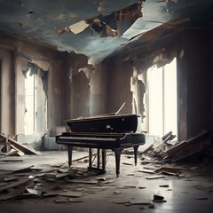 an abandoned piano