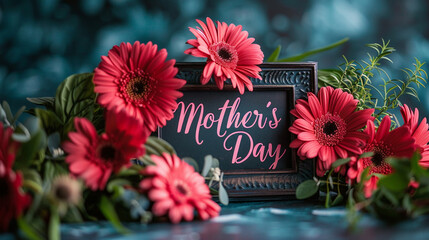 Background with decorations and Happy Mother's Day inscription 