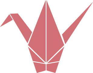 シンプルな赤い折り鶴のイラスト素材