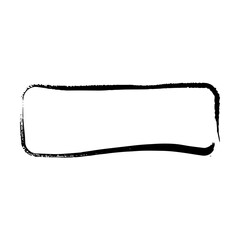 Frame curved rectangle elongated texture element, outline border grunge shape icon, decorative doodle for design in vector illustration