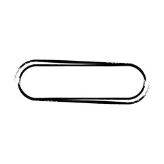 Frame curved rectangle elongated texture element, outline border grunge shape icon, decorative doodle for design in vector illustration