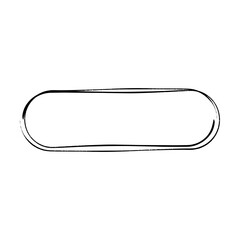 Frame curved rectangle elongated texture element, outline border grunge shape icon, decorative doodle for design in vector illustration