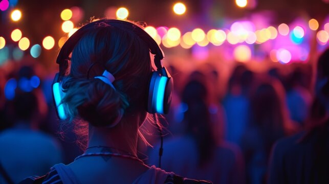 Silent Disco Party with Neon Lights