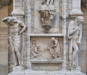 Sculptures and details of Milano Dome, Lombardy, Italy