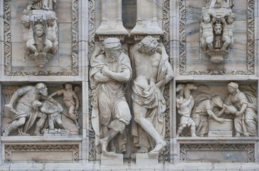 Sculptures and details of Milano Dome, Lombardy, Italy