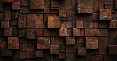 Dark Brown Wooden Block Pattern