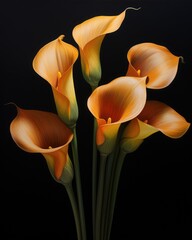 Bouquet of Calla lily over black background - 763909703