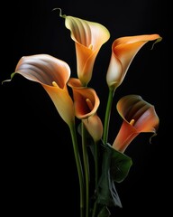 Bouquet of Calla lily over black background - 763909709