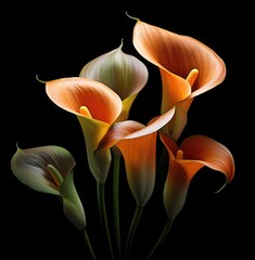 Bouquet of Calla lily over black background - 763909722