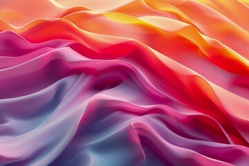 Fototapeta premium Vibrant Abstract Satin Fabric Background with Colorful Waves and Fluid Textures
