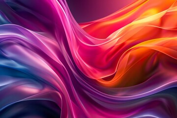 Vibrant Abstract Silk Fabric Wave Background with Flowing Colorful Gradient Textures for Creative Design Use - obrazy, fototapety, plakaty